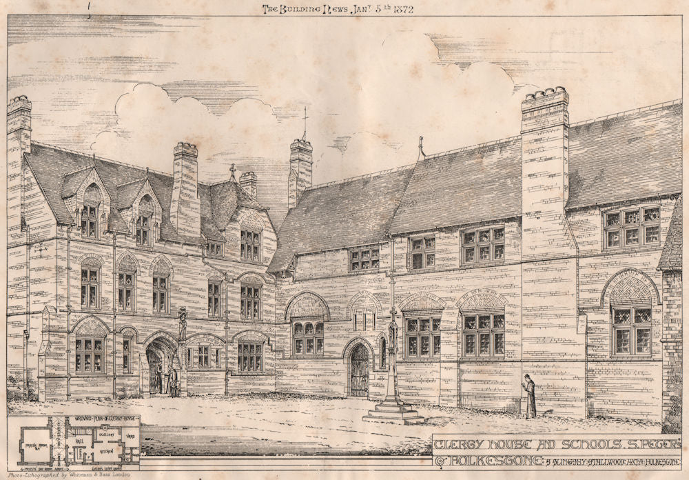 Clergy house & schools. St. Peter's, Folkestone; S Slingsby Stallwood Archt 1872